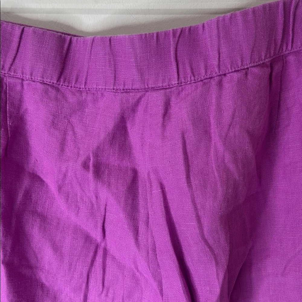 J. JILL LOVE LINEN Wild Orchid Lilac Wide Leg Cropped Pants Size Medium - Picture 14 of 16